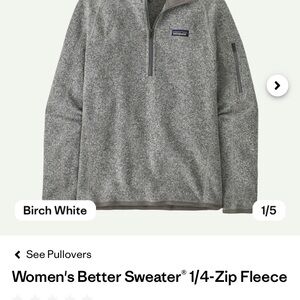 Patagonia Women's Birch White 1/4-Zip Fleece Sweater